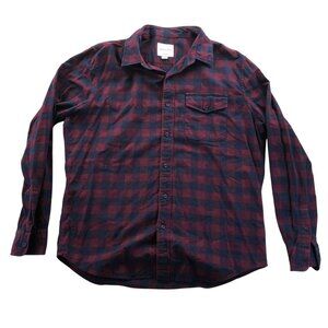 American Eagle Mens Shirt Large Red Plaid Classic Fit Western Button Up Casual